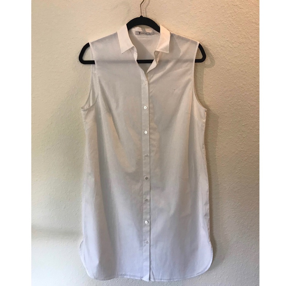 T by Alexander Wang Sleeveless Shirtdress White Lg